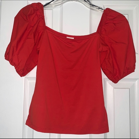 H&M Red Puff sleeves Blouse XSmall - Picture 4 of 8